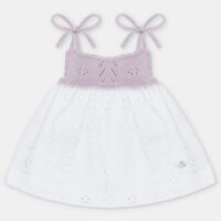 047-30310_1 VESTIDO DE BEBÉ NIÑA COMBINADO CON TELA BORDADA CALADA