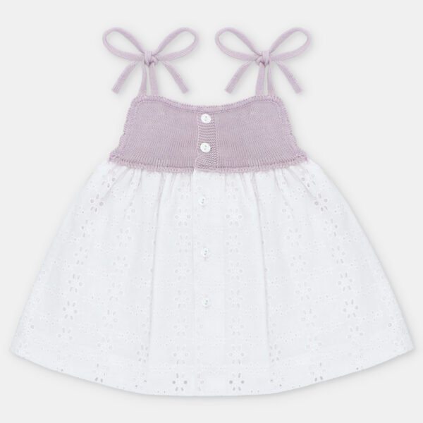 VESTIDO DE BEBÉ NIÑA COMBINADO CON TELA BORDADA CALADA