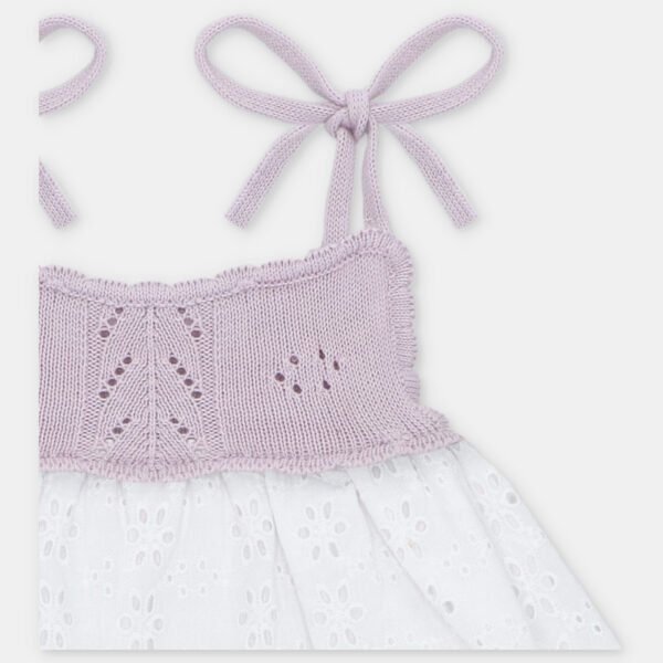VESTIDO DE BEBÉ NIÑA COMBINADO CON TELA BORDADA CALADA