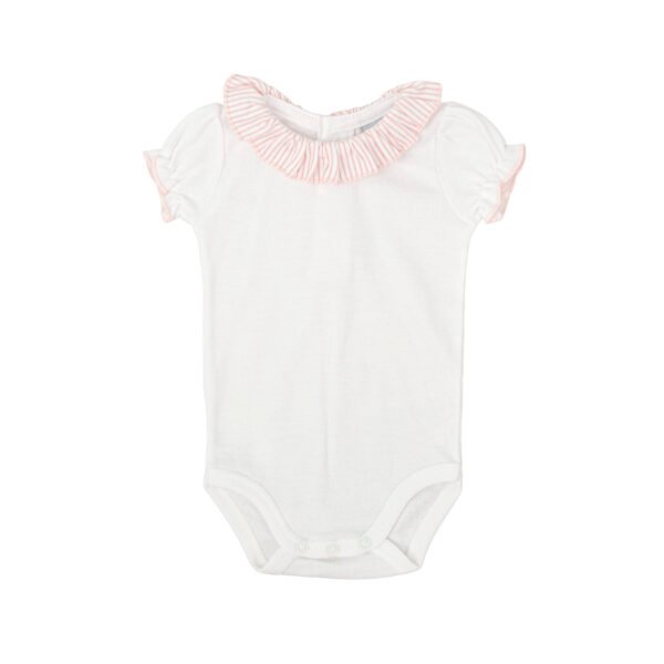 CONJUNTO BEBÉ CUELLO VOLANTE DE RAYAS DE BABIDU