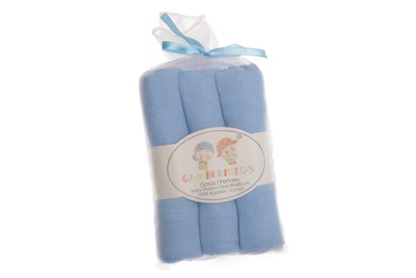 PACK DE 3 GASAS DE GAMBERRITOS CELESTE